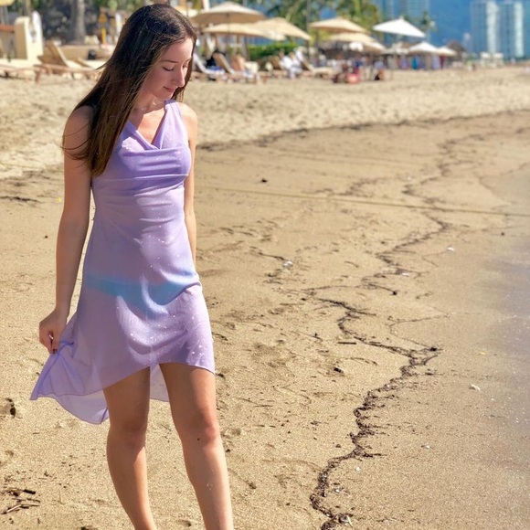 Little mermaid inspired lavender sparkly swim coverup slip dress size XL. NWOT - Picture 6 of 6